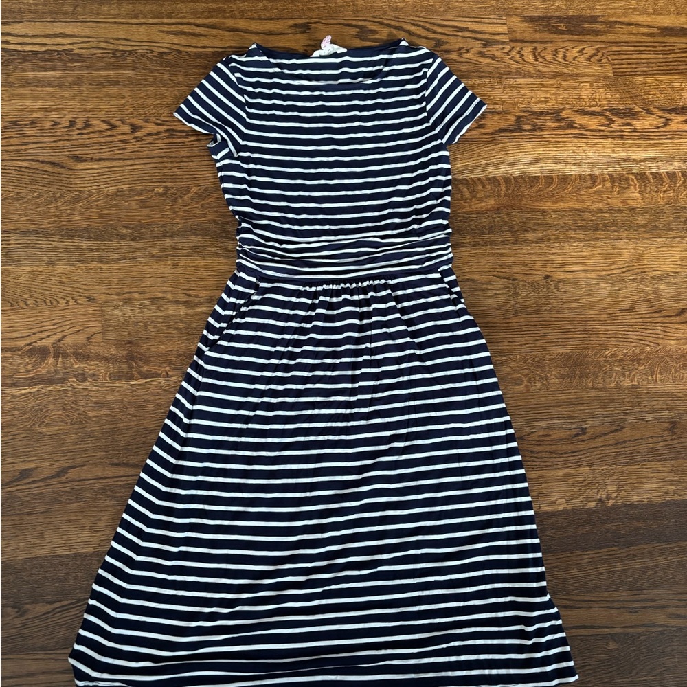 Boden Navy and White Striped Midi Dress